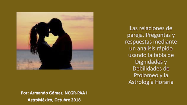 63.- Las Relaciones de Pareja. Análisis usando tabla de dignidades y debilidades Astrología Horaria - Octubre 2018